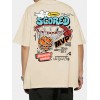 Cotton Blend Cartoon Basketball Print, Men's Graphic Design Crew Neck Novel T-shirt, Casual Comfy Drop Shoulder Loose Tees For Summer, Men's Clothing For Daily Vacation Resorts