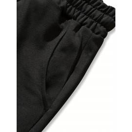 Letter Print Comfy Shorts, Men's Casual Slightly Stretch Elastic Waist Drawstring Shorts For Summer Basketball Beach Resort