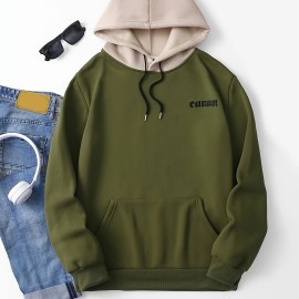 Color Block Cool Hoodies For Men, Men's Casual Graphic Design Hooded Sweatshirt Streetwear For Winter Fall, As Gifts