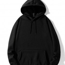 Hoodies For Men, Solid Color Hoodie, Men's Casual Pullover Hooded Sweatshirt With Kangaroo Pocket For Spring Fall, As Gifts