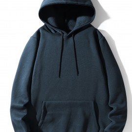 Hoodies For Men, Solid Color Hoodie, Men's Casual Pullover Hooded Sweatshirt With Kangaroo Pocket For Spring Fall, As Gifts